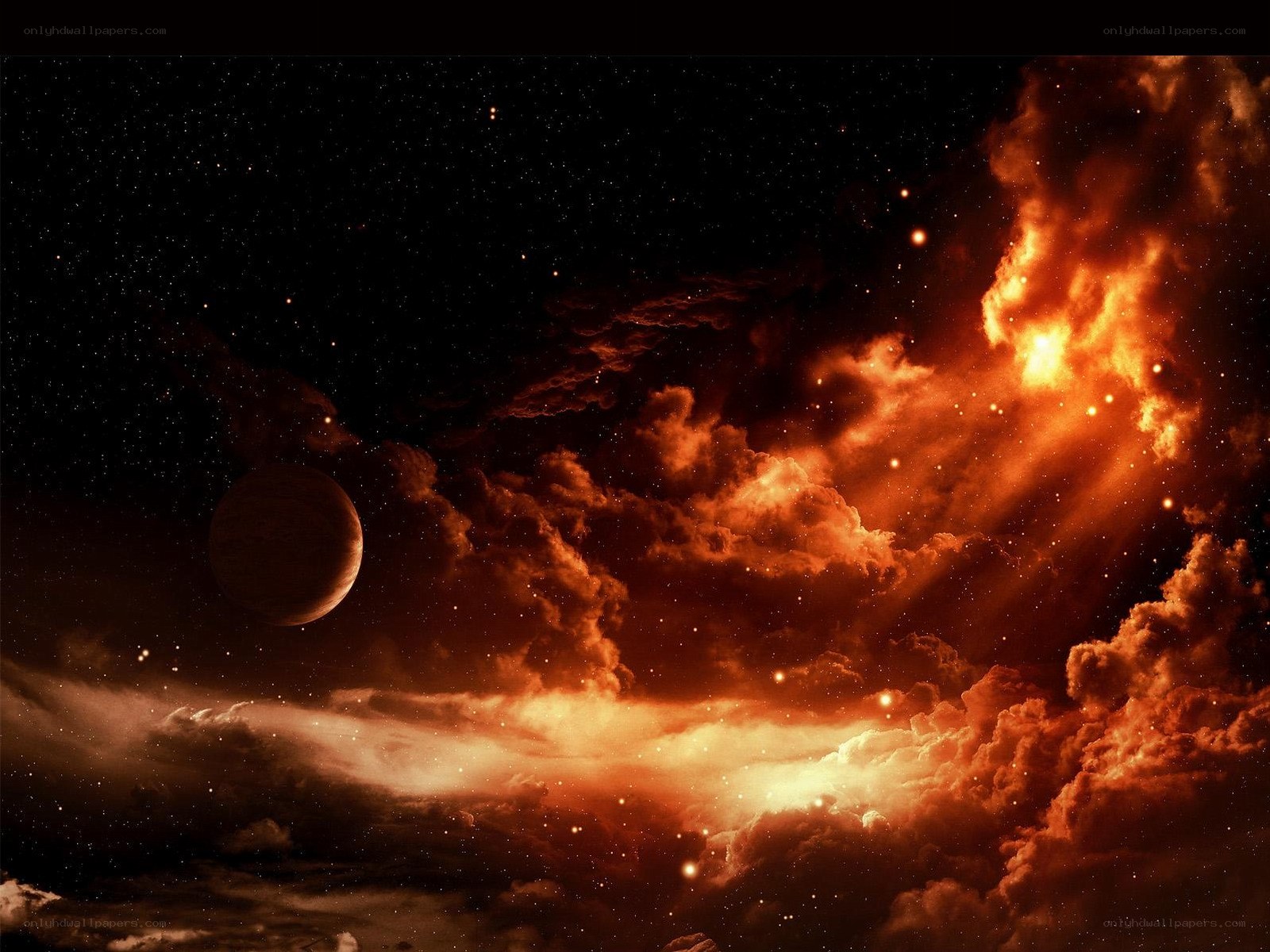 Cosmic Nebula and Planet