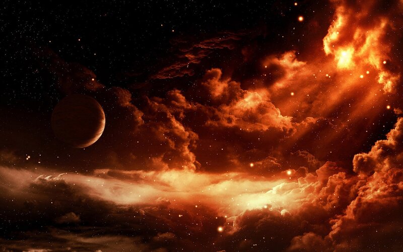 Cosmic Nebula and Planet