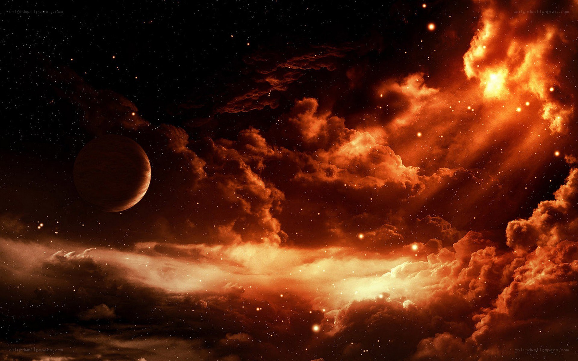 Cosmic Nebula and Planet