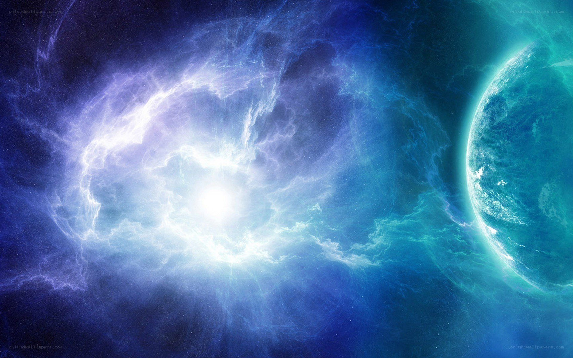 Cosmic Nebula and Planet