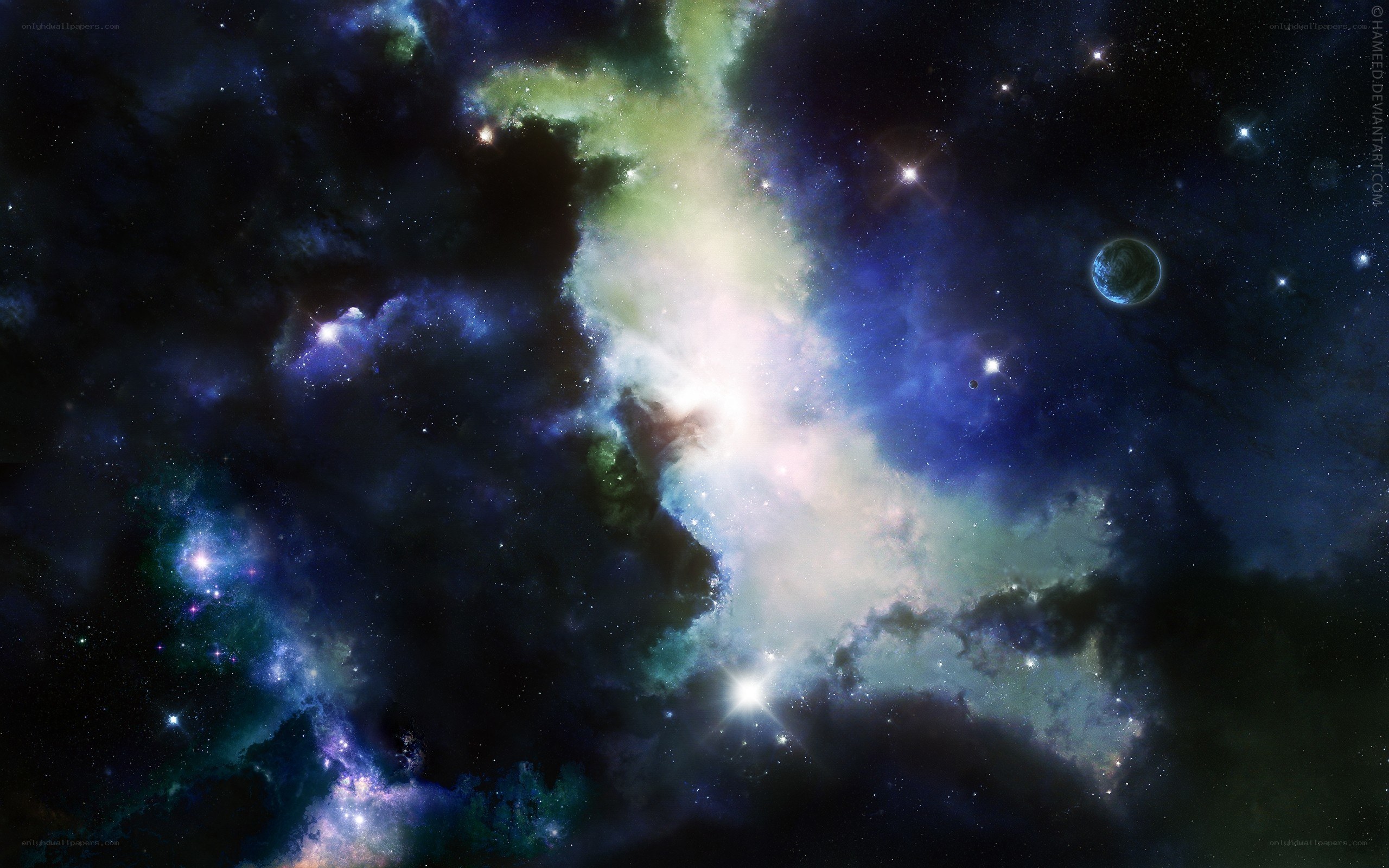 cosmic nebula and planet