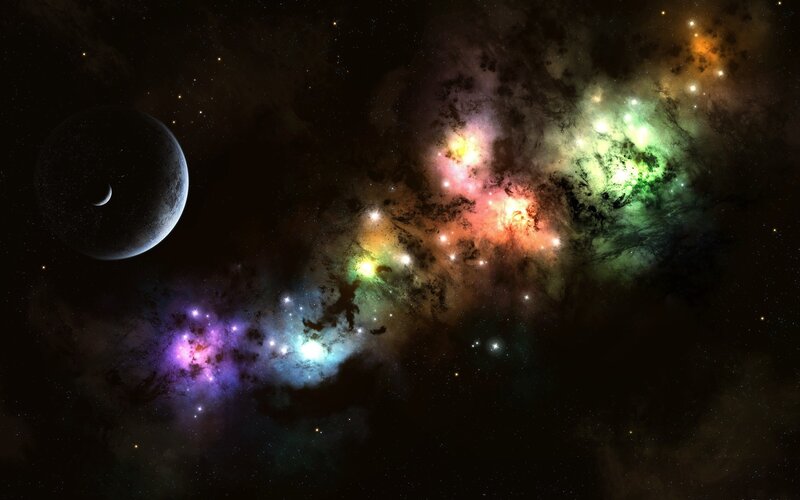 cosmic nebula and planet