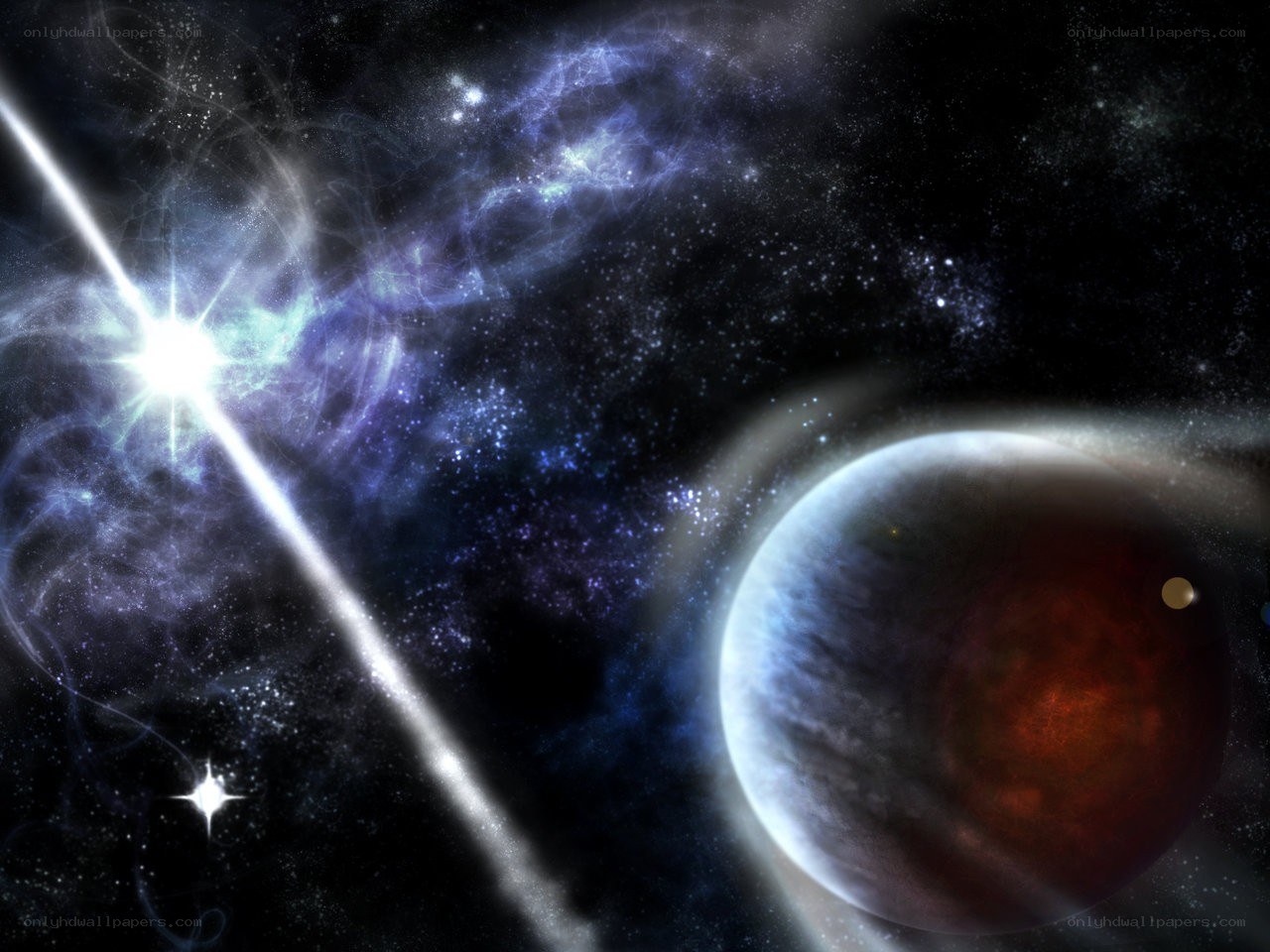 Cosmic Nebula and Planet