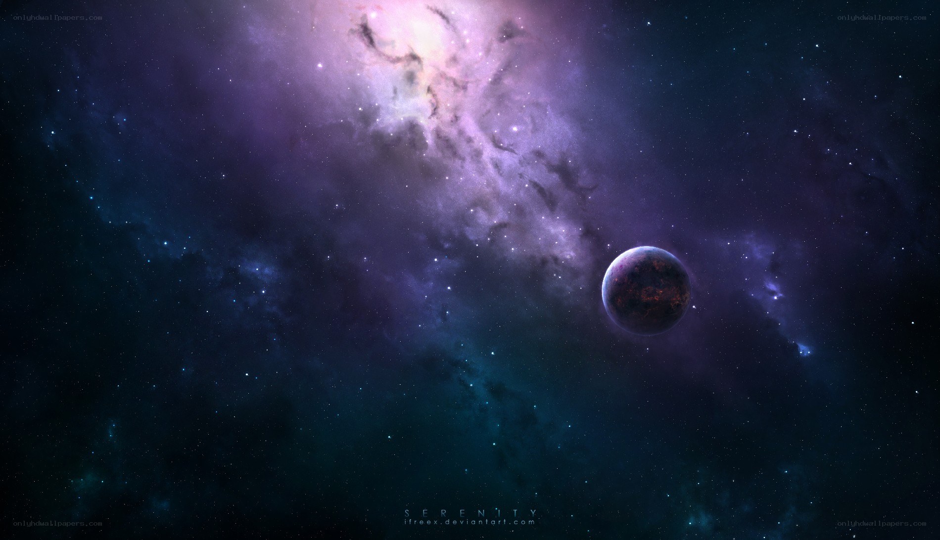 Cosmic Nebula and Planet