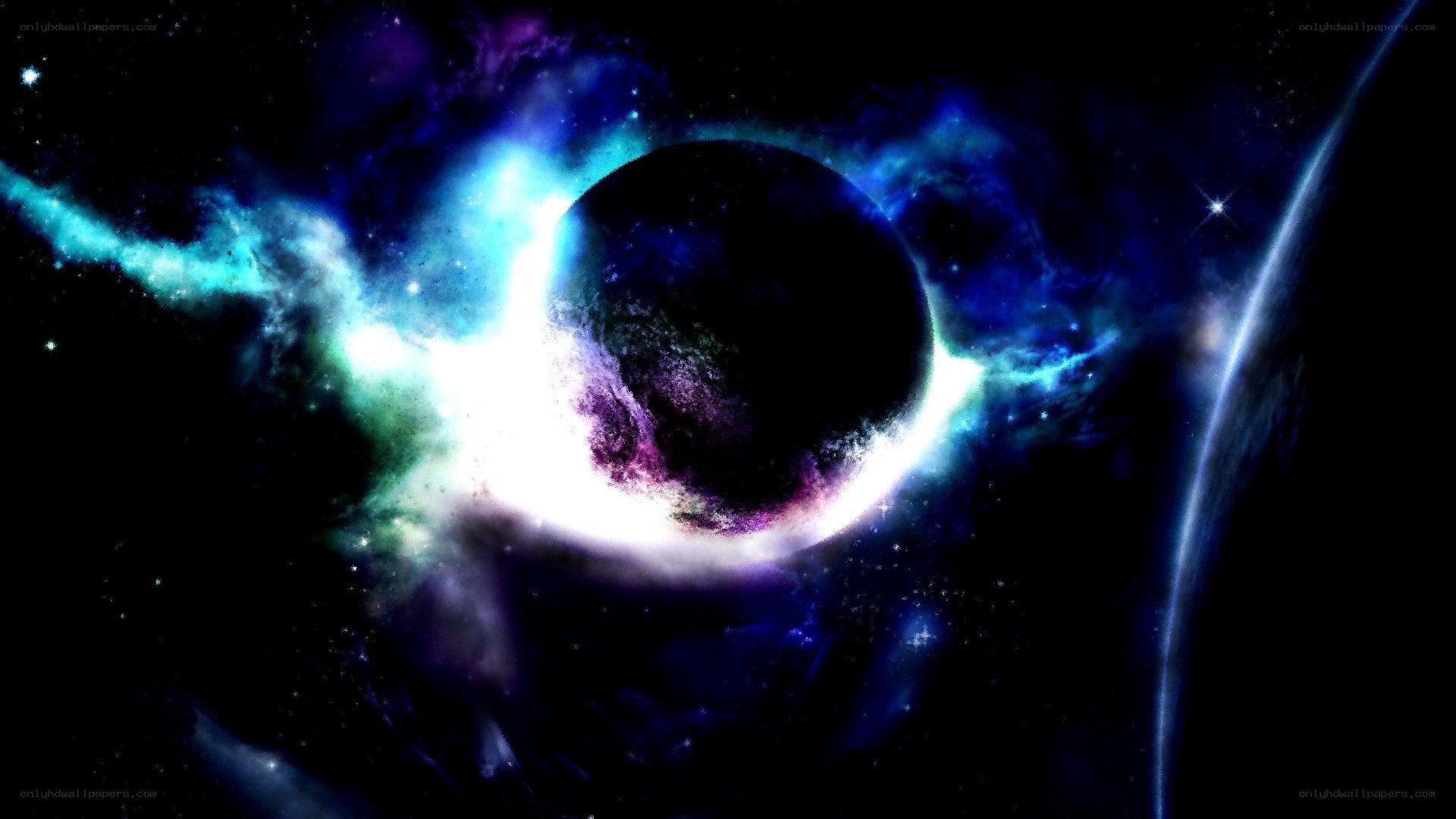 cosmic nebula and planet