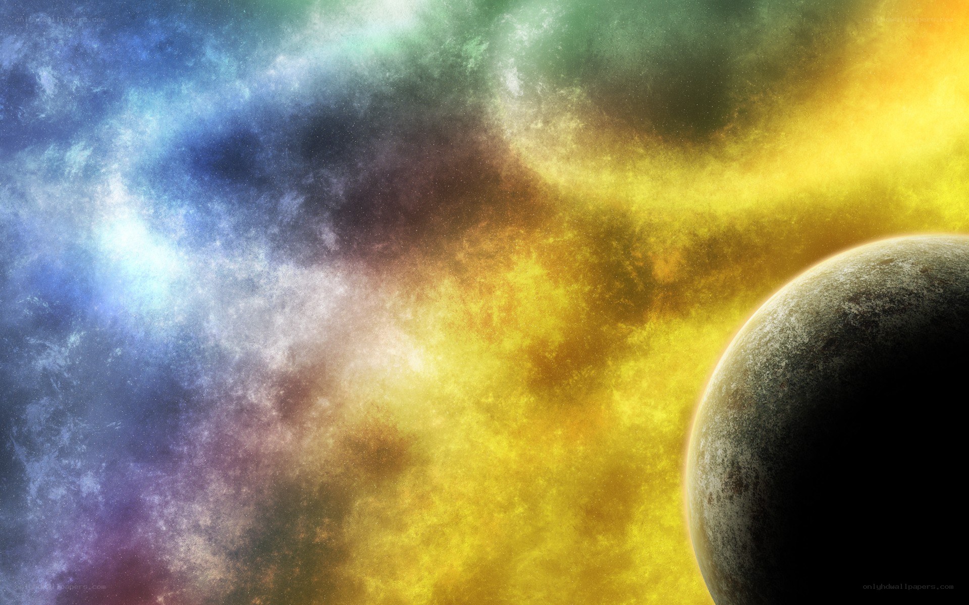 Cosmic Nebula and Planet