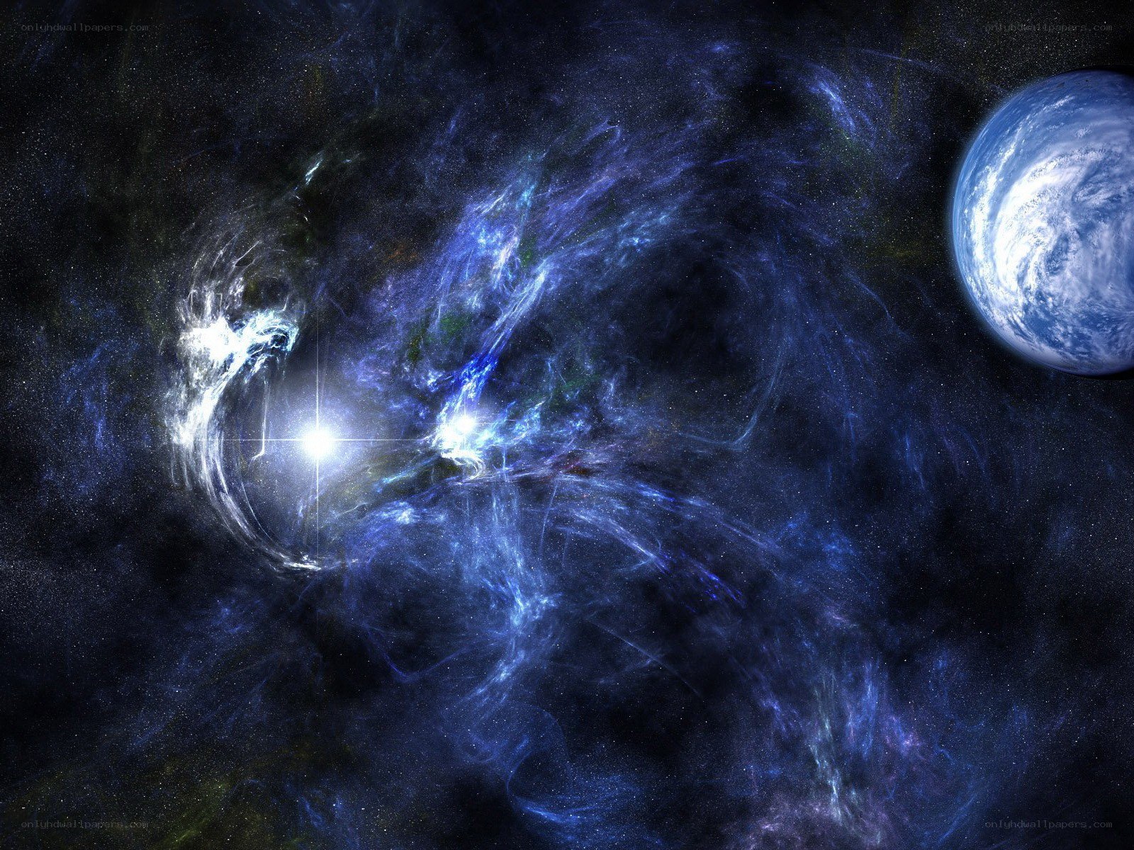 Cosmic Nebula and Planet