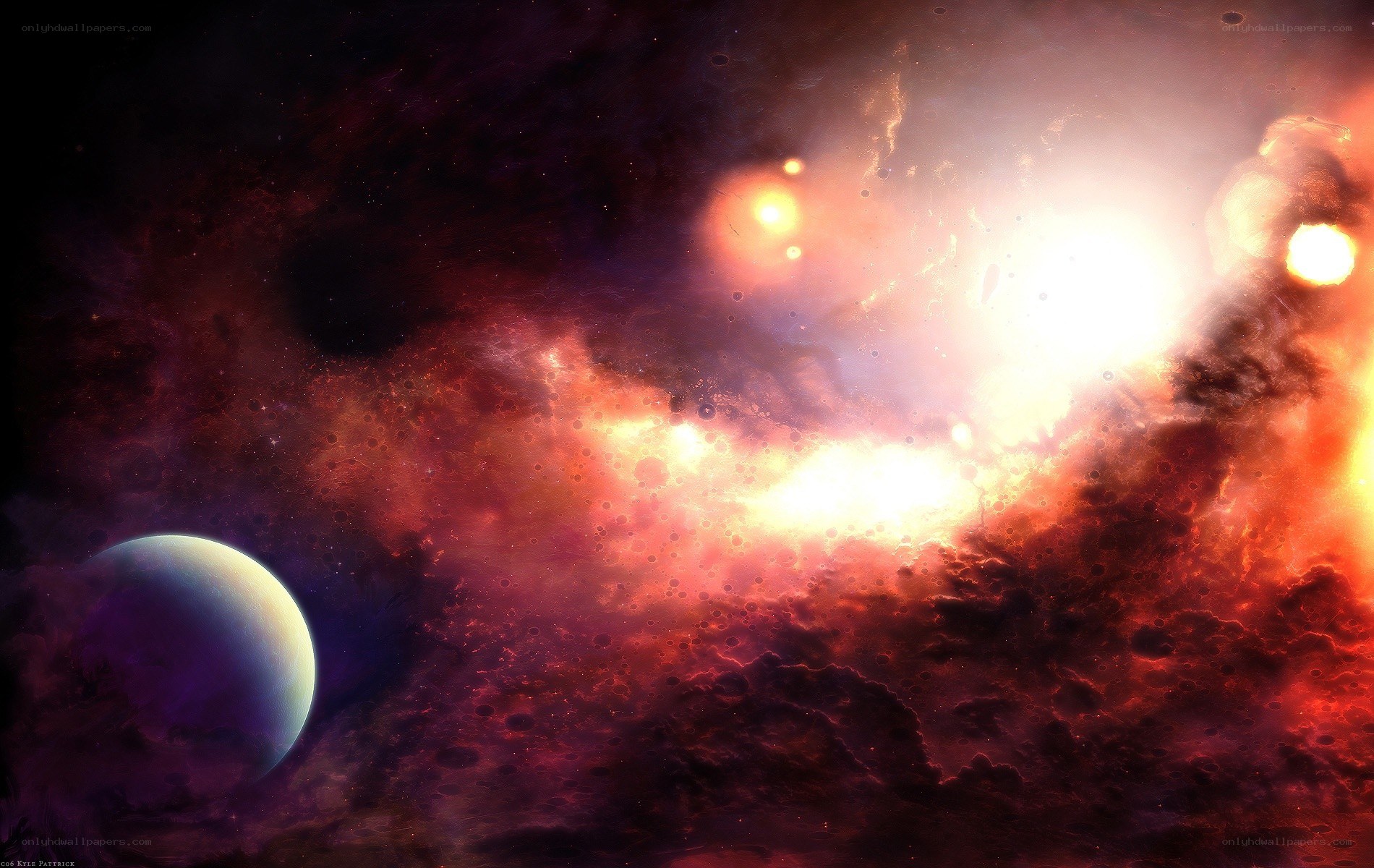 Cosmic Nebula and Planet