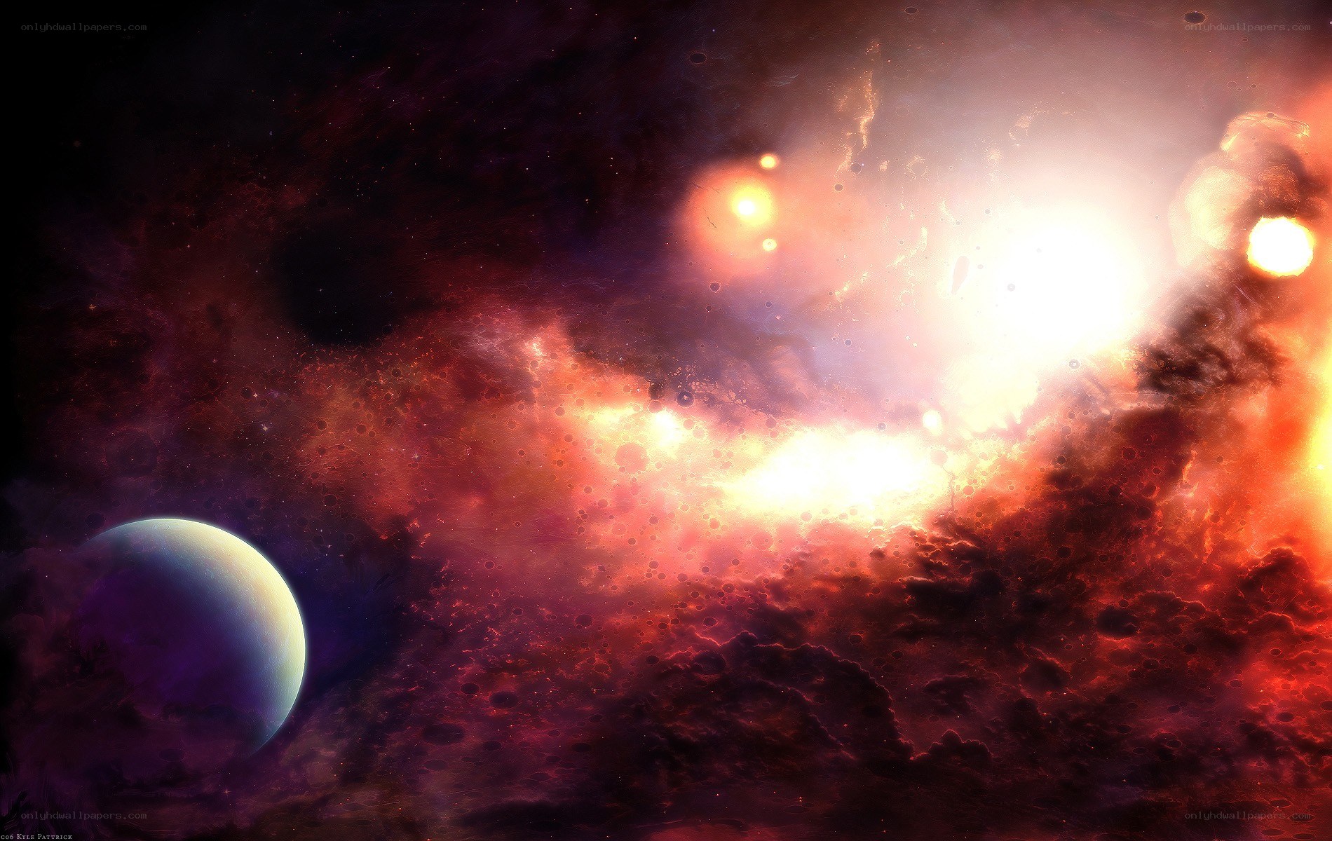 Cosmic Nebula and Planet