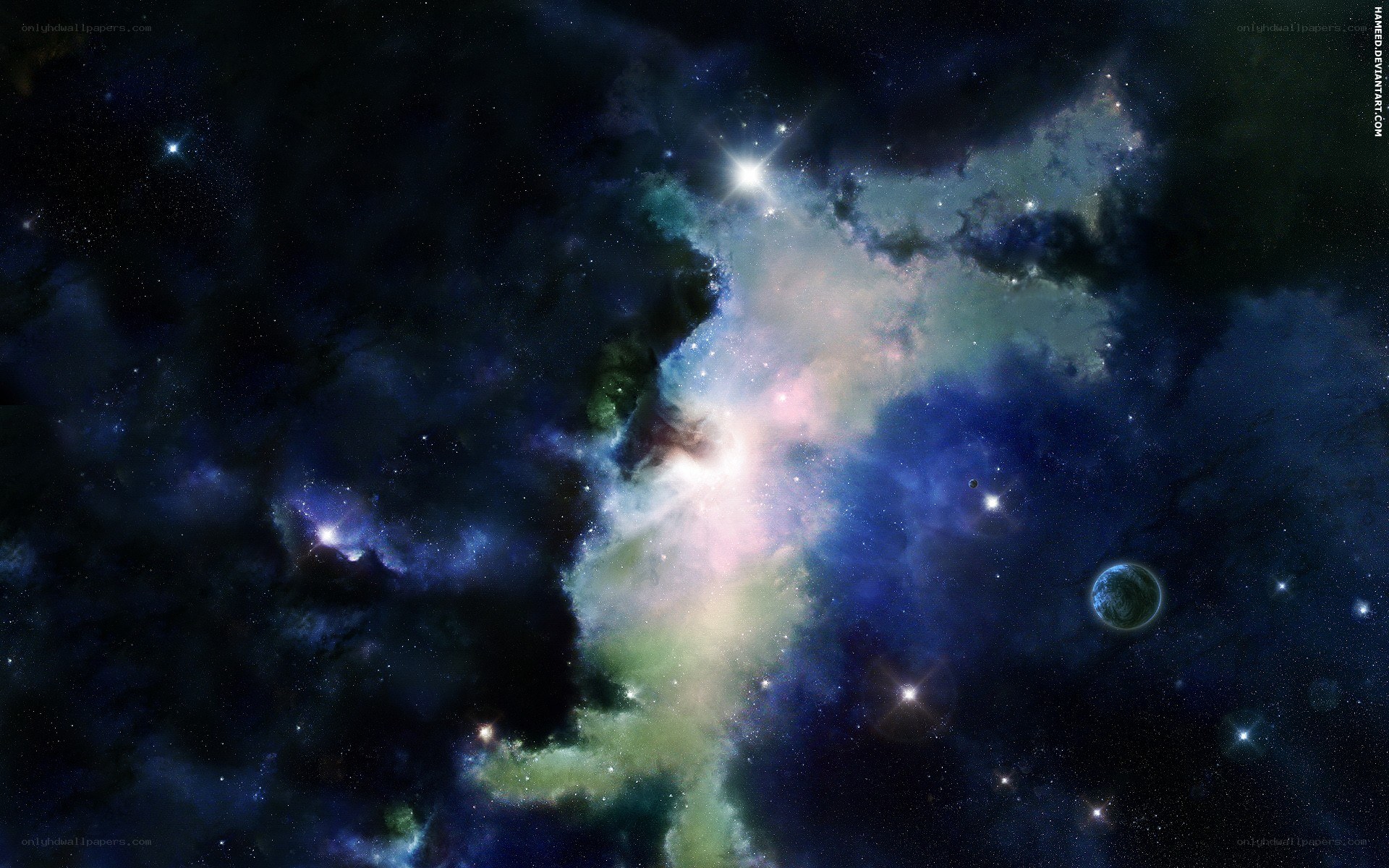 cosmic nebula and planet