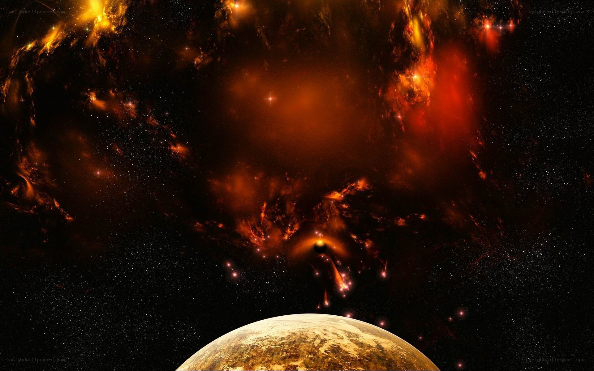 Cosmic Nebula and Planet