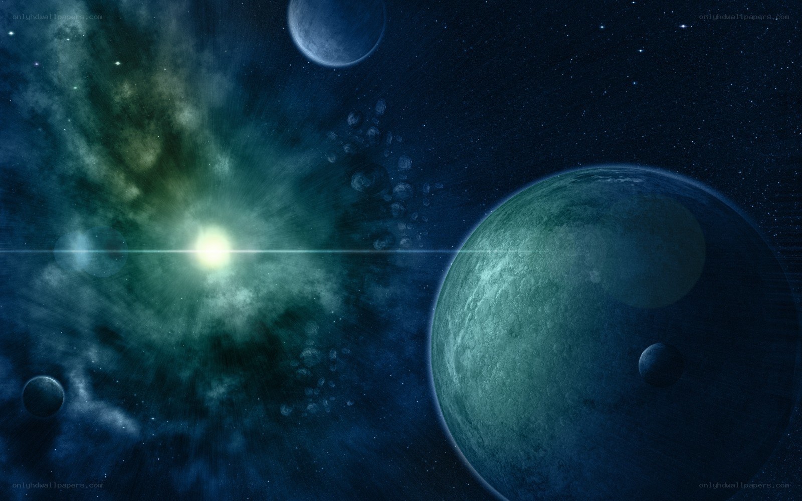 Cosmic Nebula and Planets