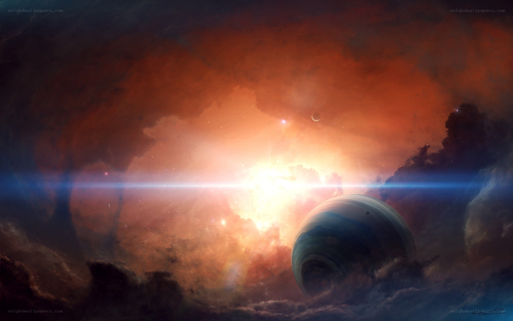 Cosmic Nebula and Planets