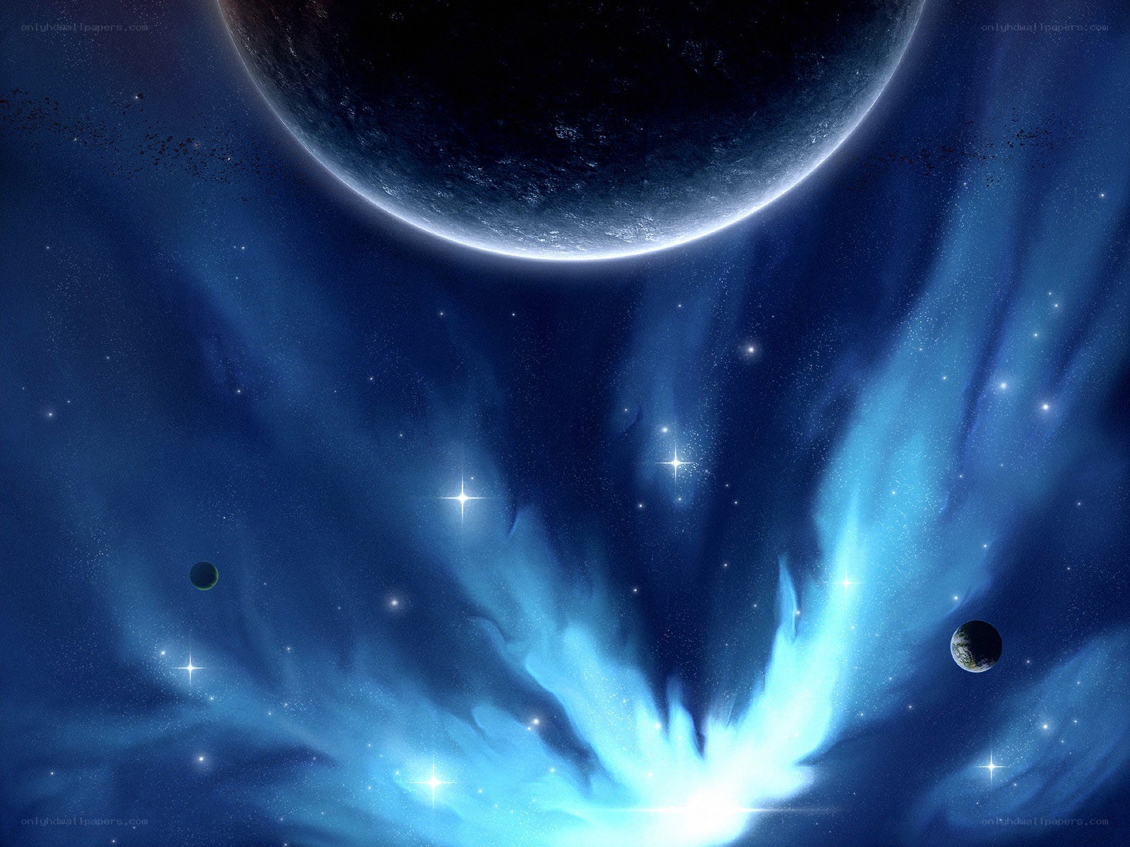 Cosmic Nebula and Planets