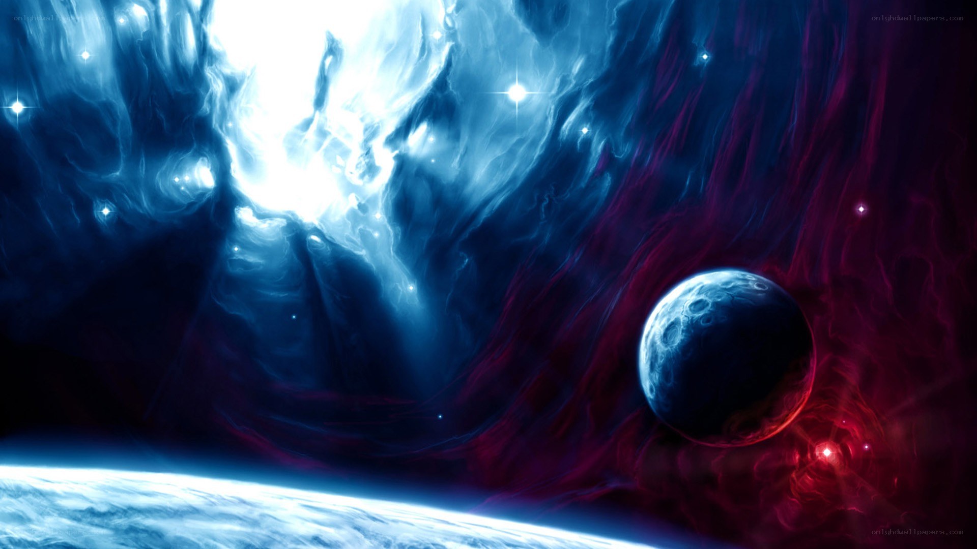 Cosmic Nebula and Planets
