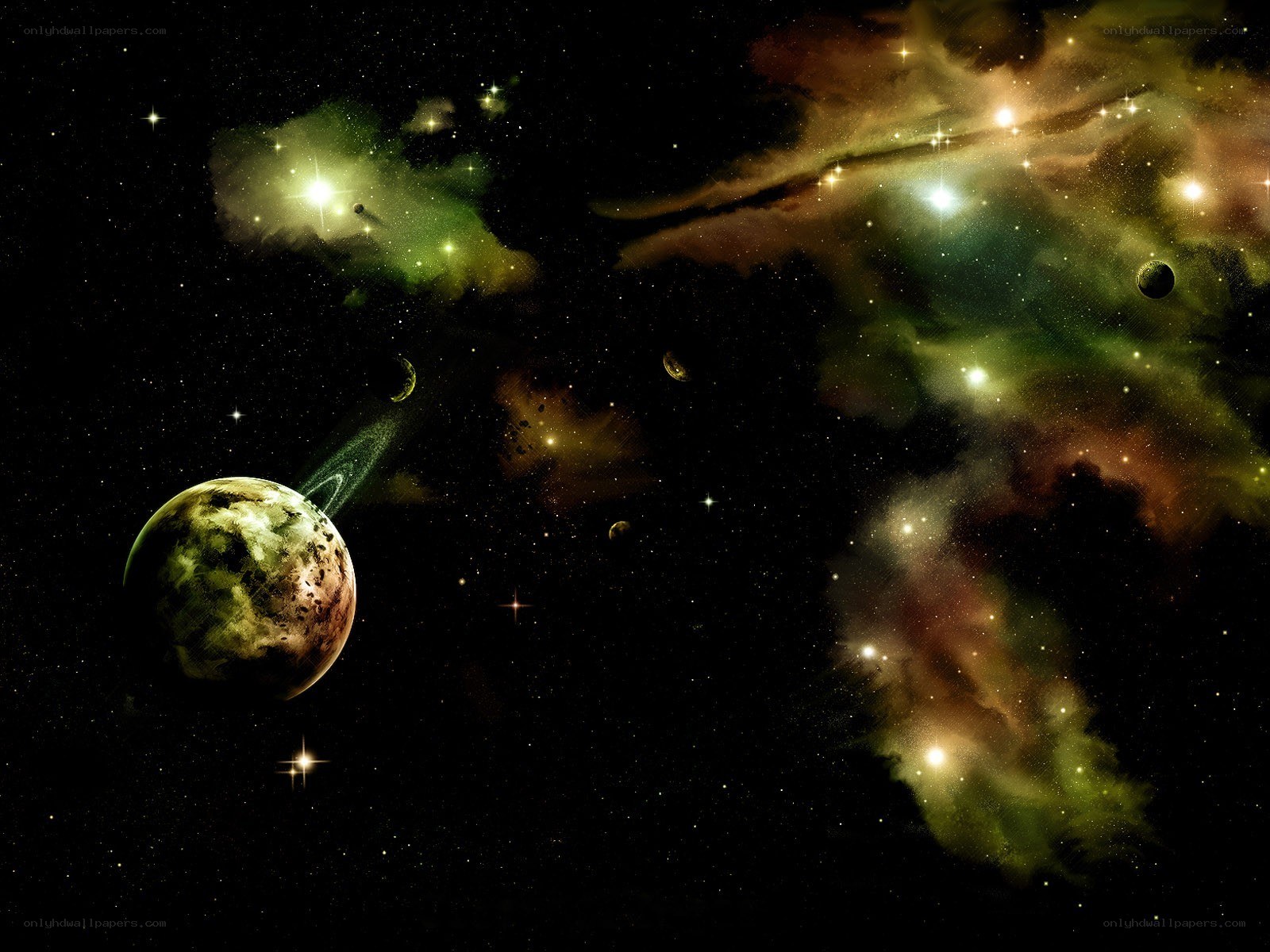 Cosmic Nebula and Planets