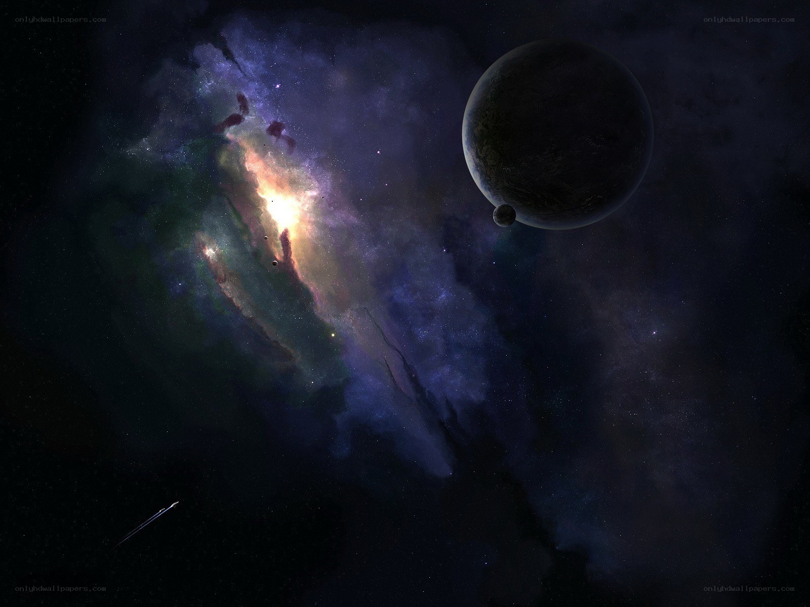 Cosmic Nebula and Planets