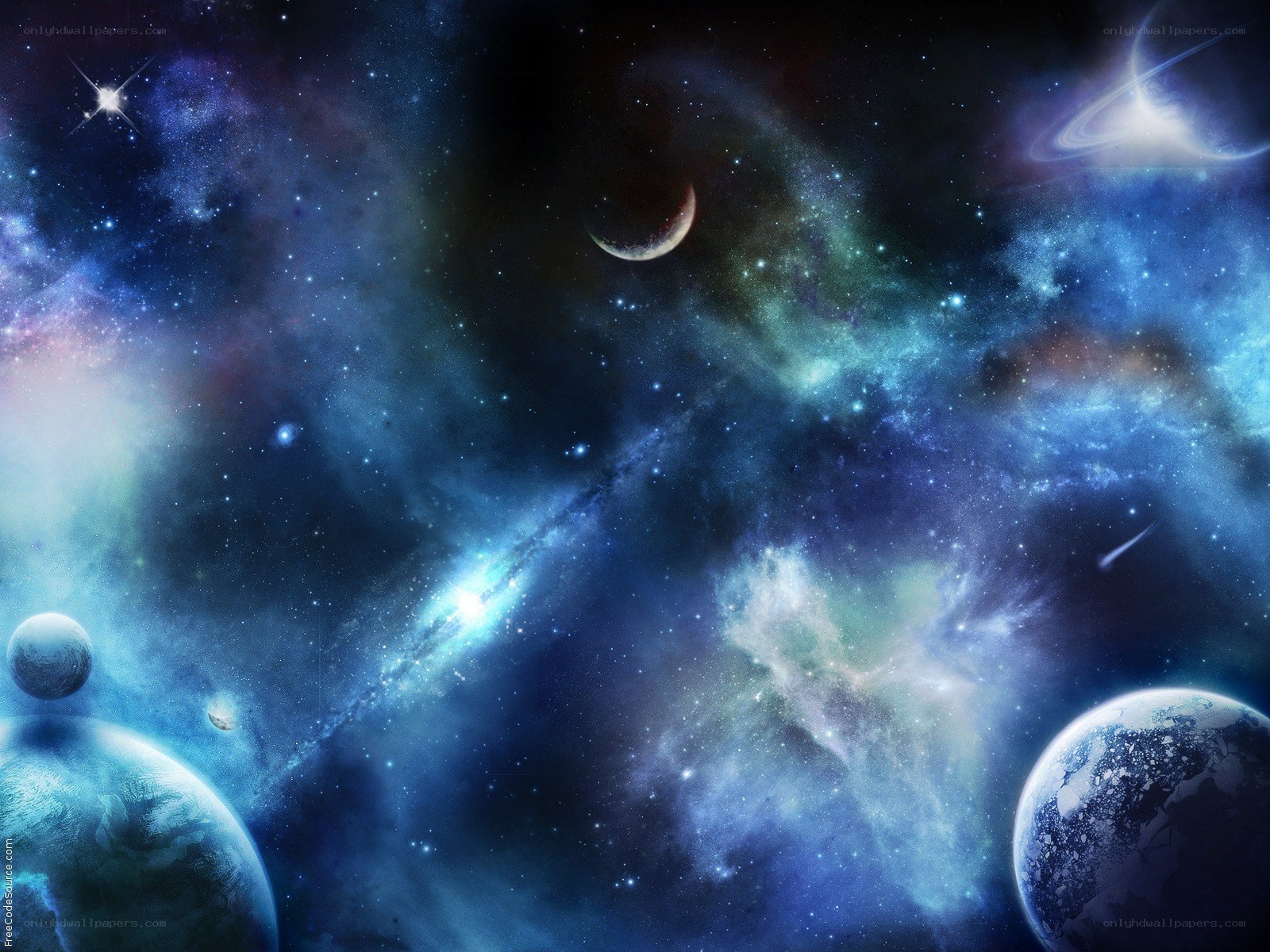 Cosmic Nebula and Planets