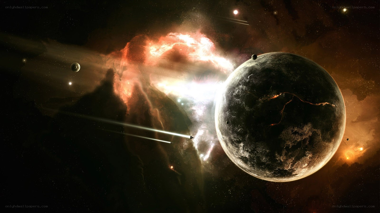 Cosmic Nebula and Planets