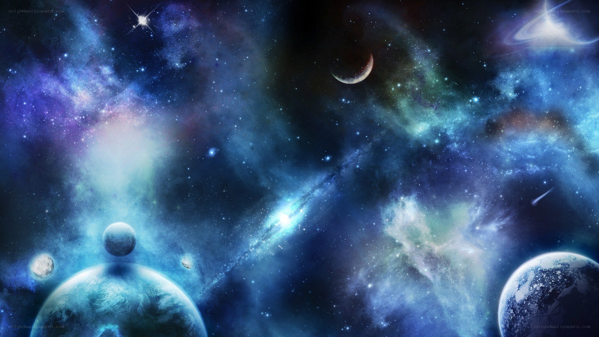Cosmic Nebula and Planets