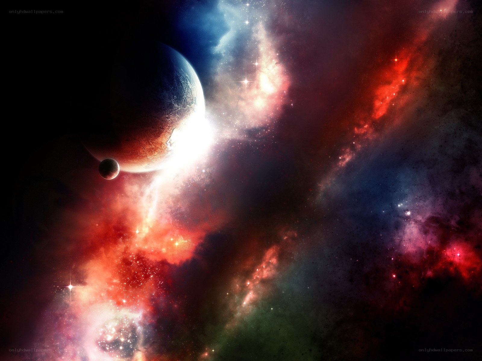 Cosmic Nebula and Planets