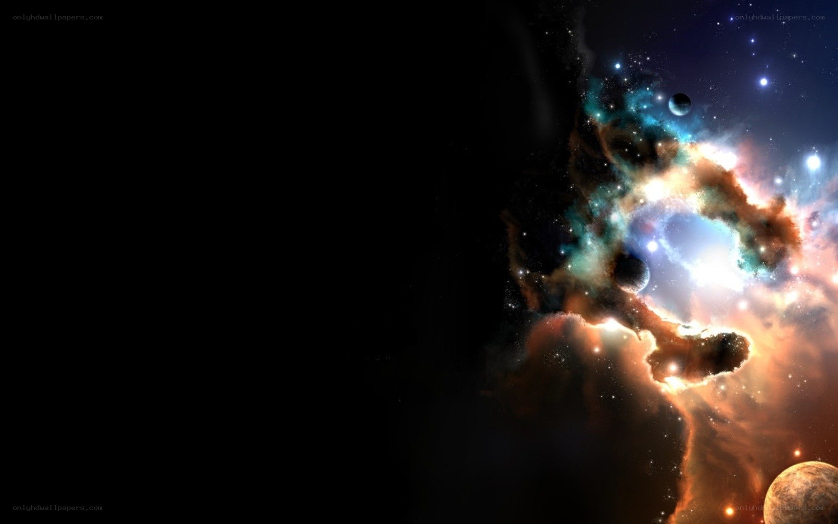 cosmic nebula and planets
