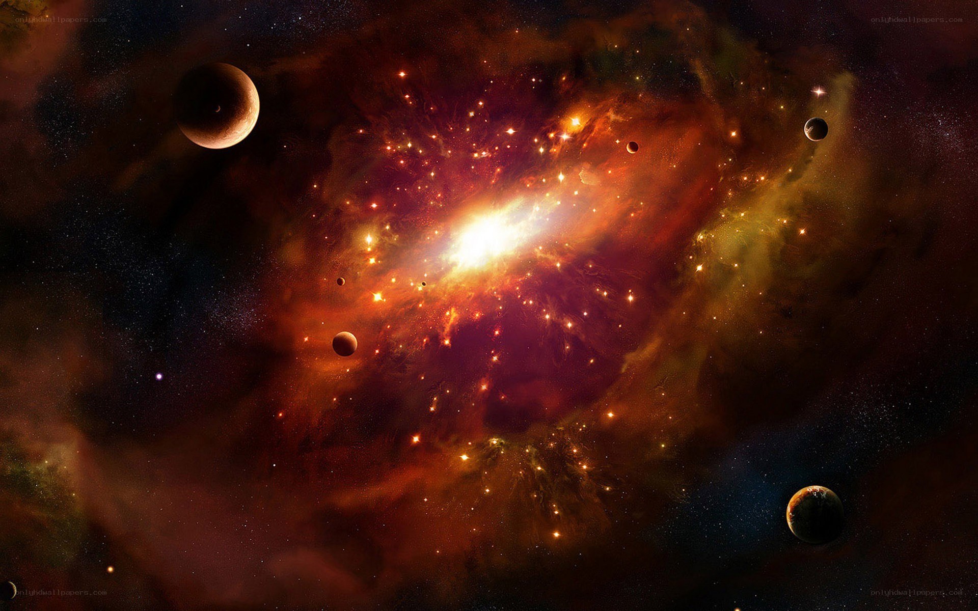 Cosmic Nebula and Planets