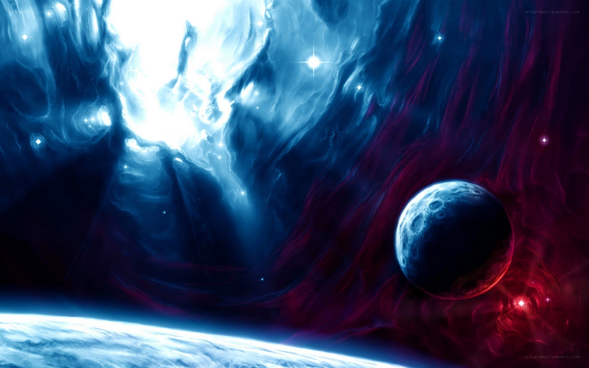Cosmic Nebula and Planets