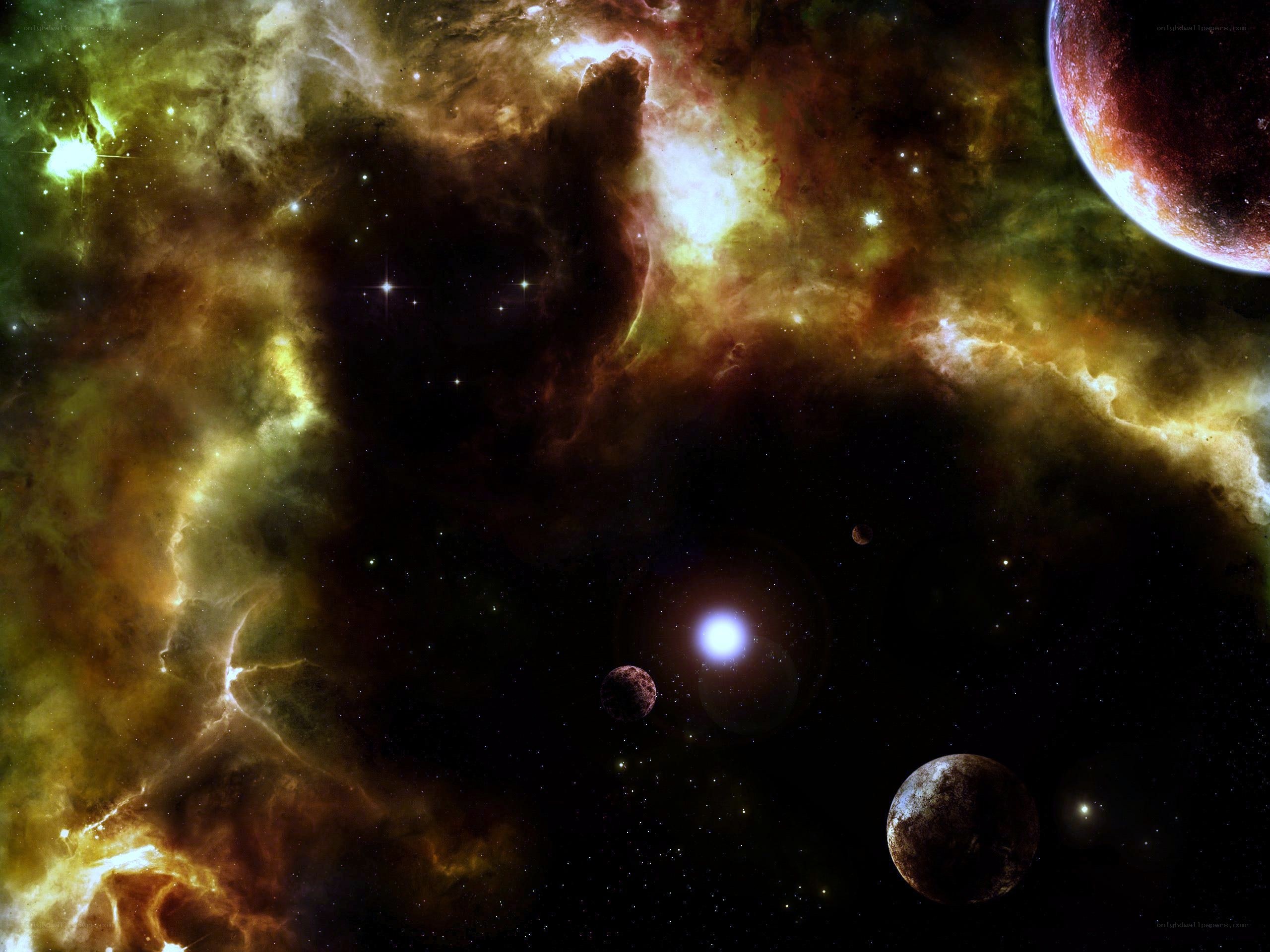 Cosmic Nebula and Planets