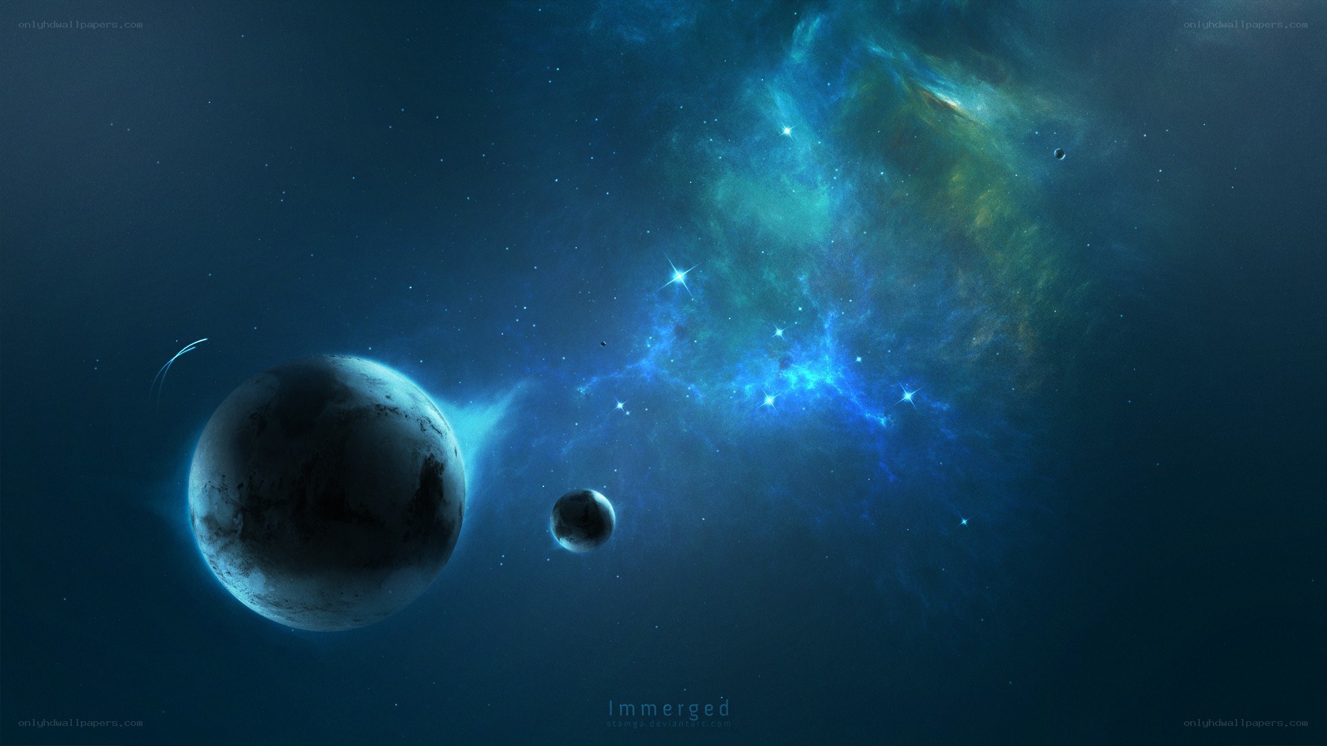 Cosmic Nebula and Planets