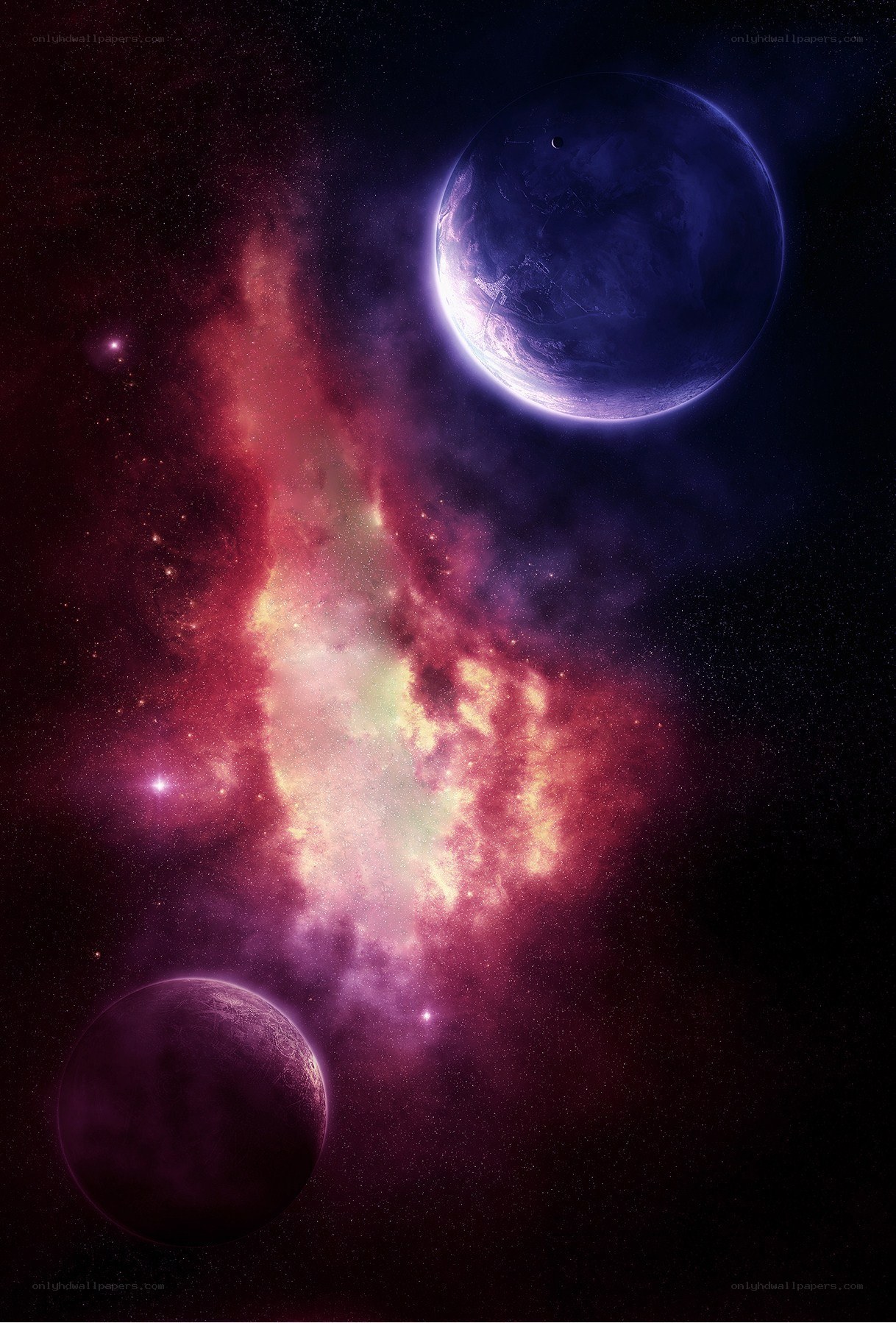 Cosmic Nebula and Planets