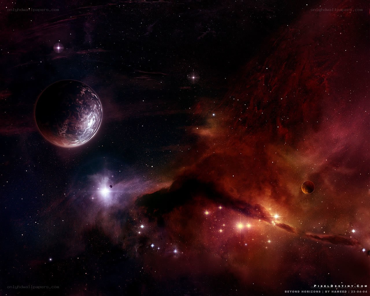 Cosmic Nebula and Planets