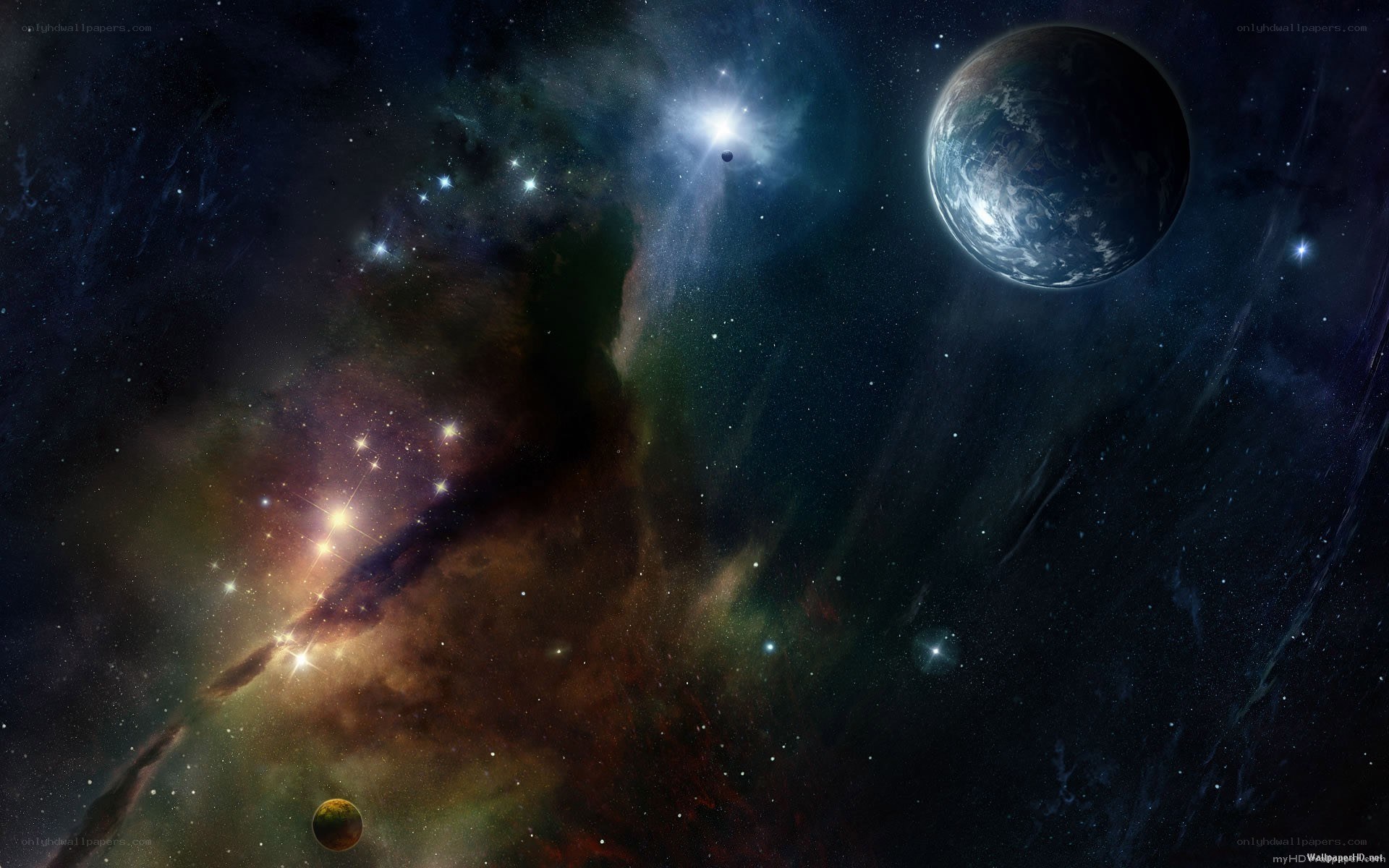 Cosmic Nebula and Planets