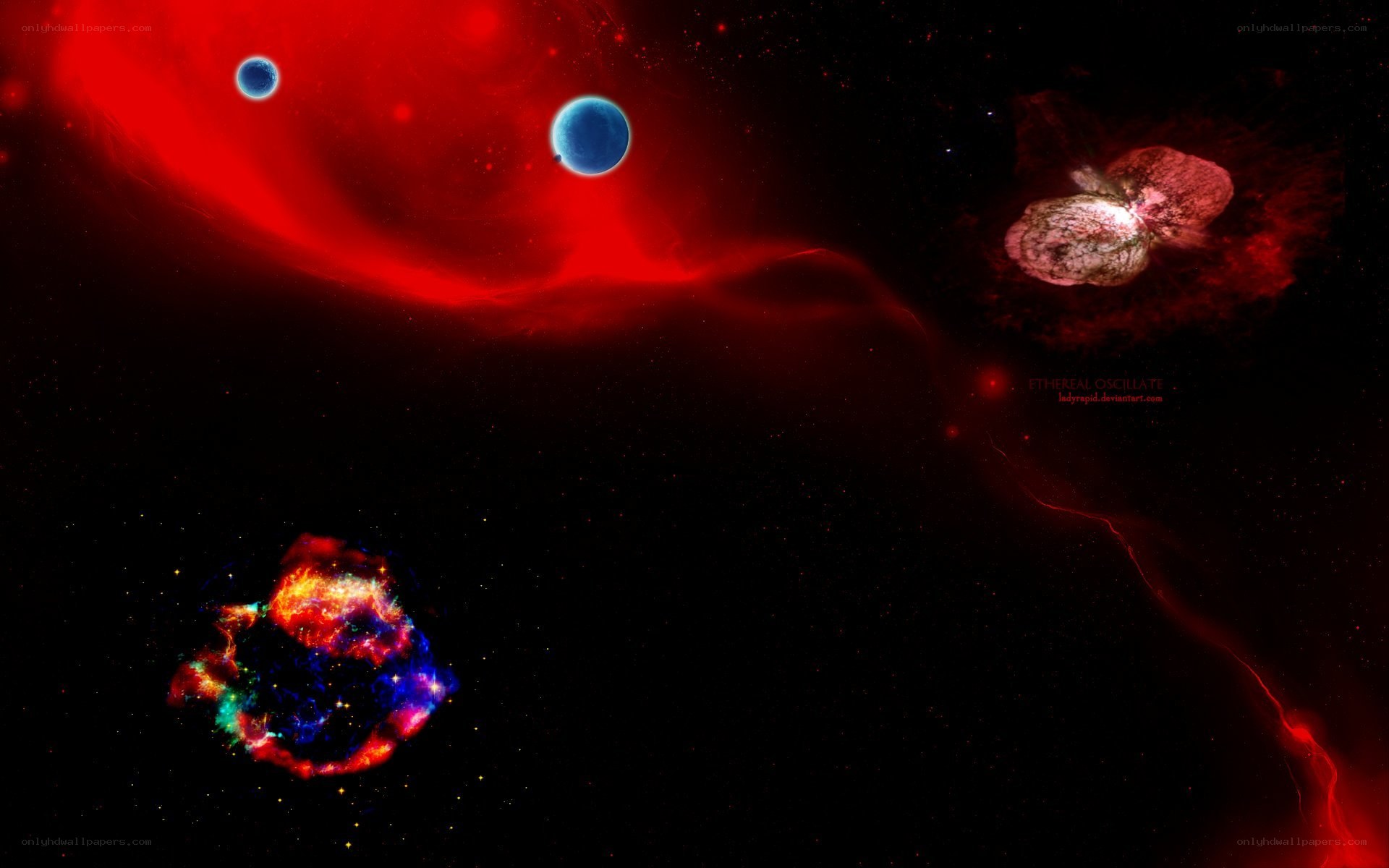 Cosmic Nebula and Planets