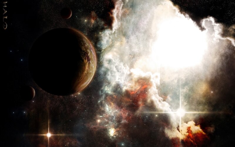 Cosmic Nebula and Planets