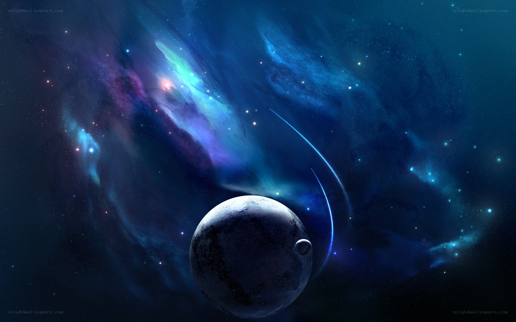 Cosmic Nebula and Planets