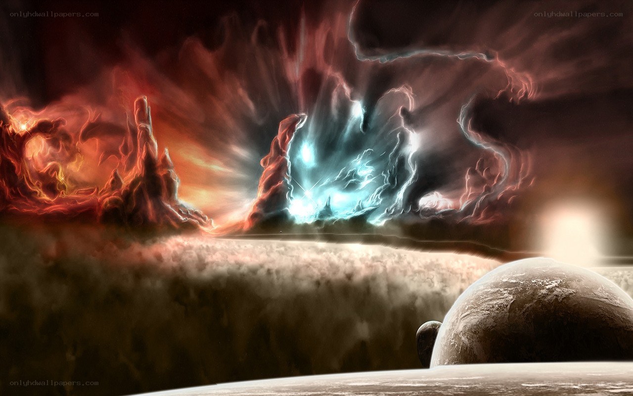 Cosmic Nebula and Planets