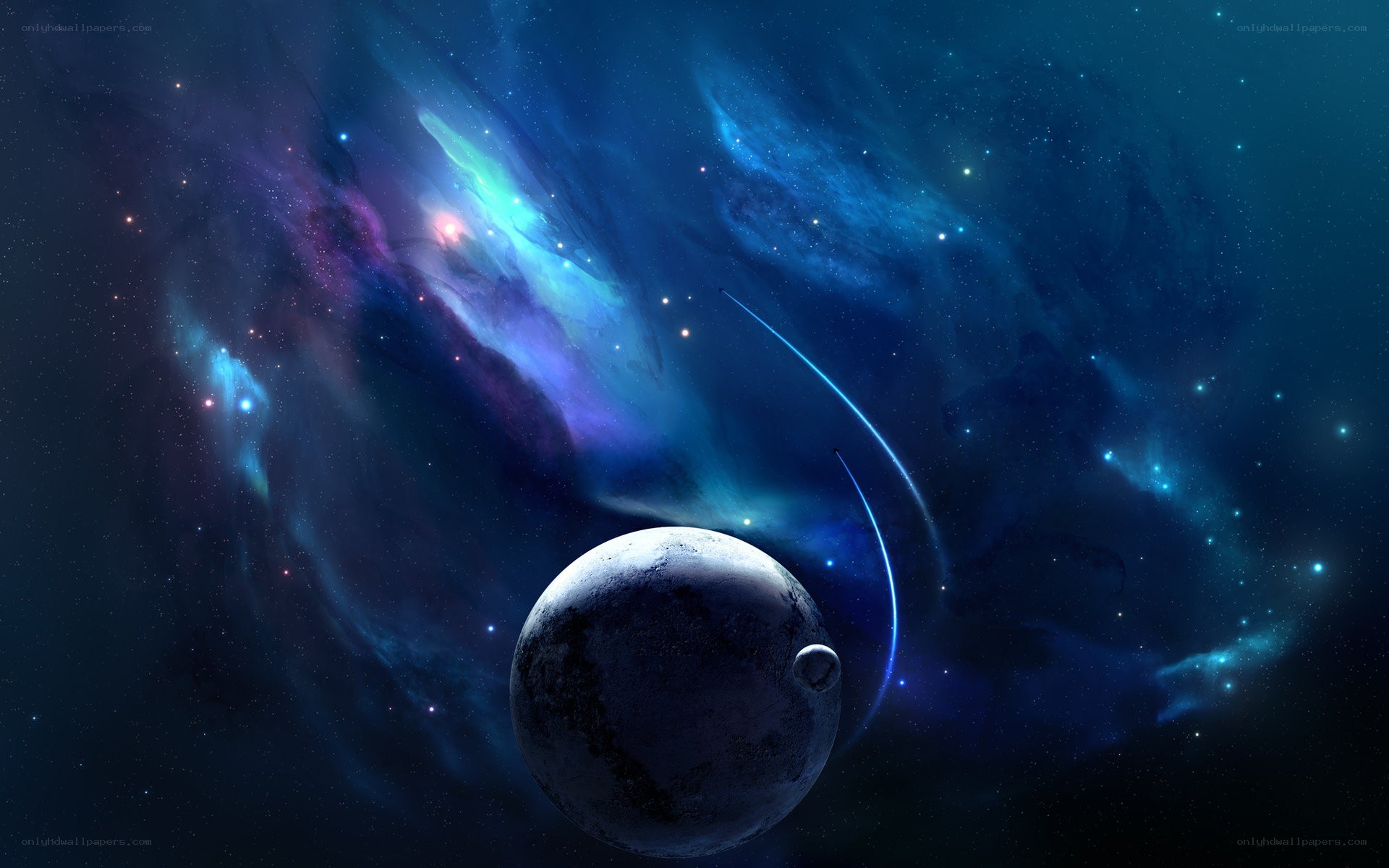 Cosmic Nebula and Planets