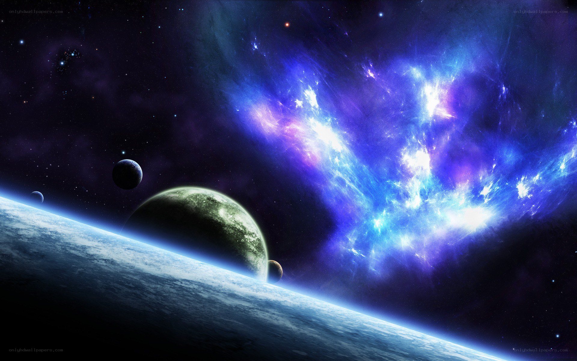 Cosmic Nebula and Planets