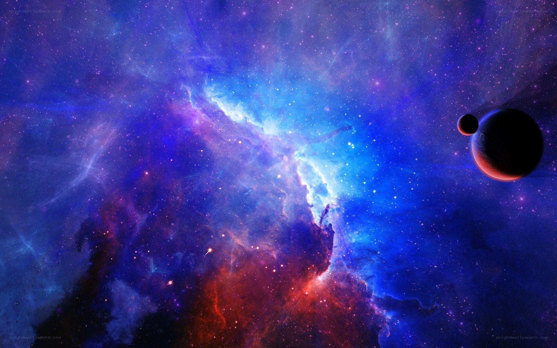 Cosmic Nebula and Planets
