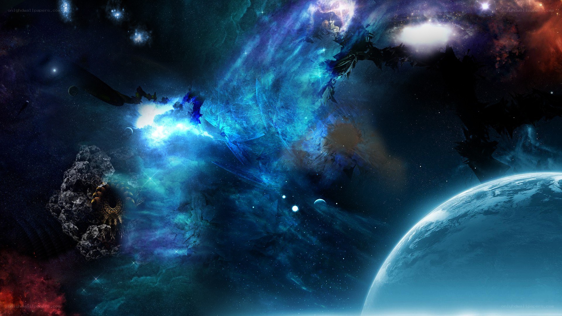 Cosmic Nebula and Planets