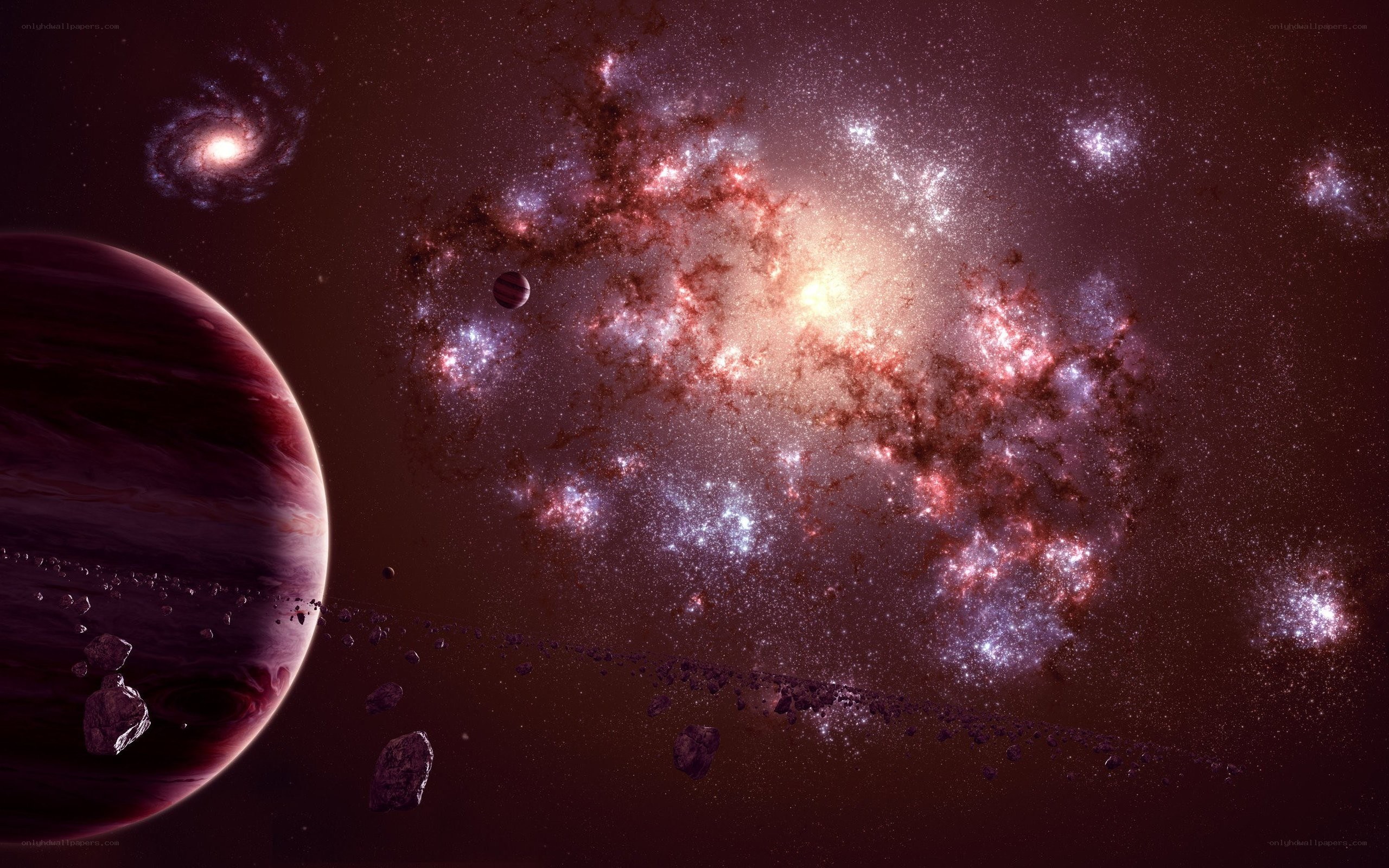 Cosmic nebula and planets