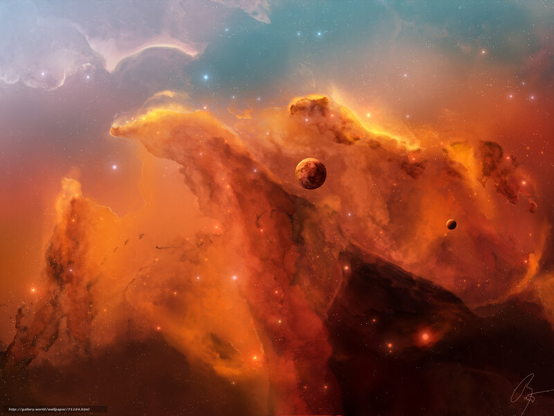 Cosmic Nebula and Planets