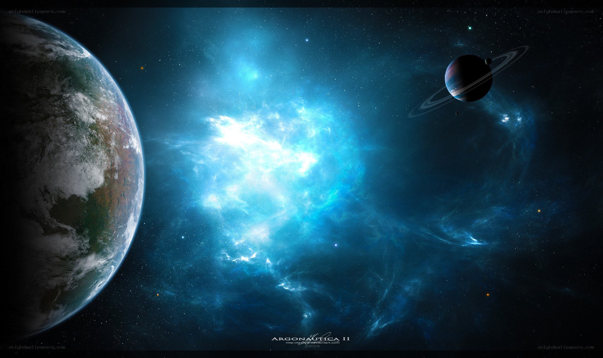 Cosmic Nebula and Planets