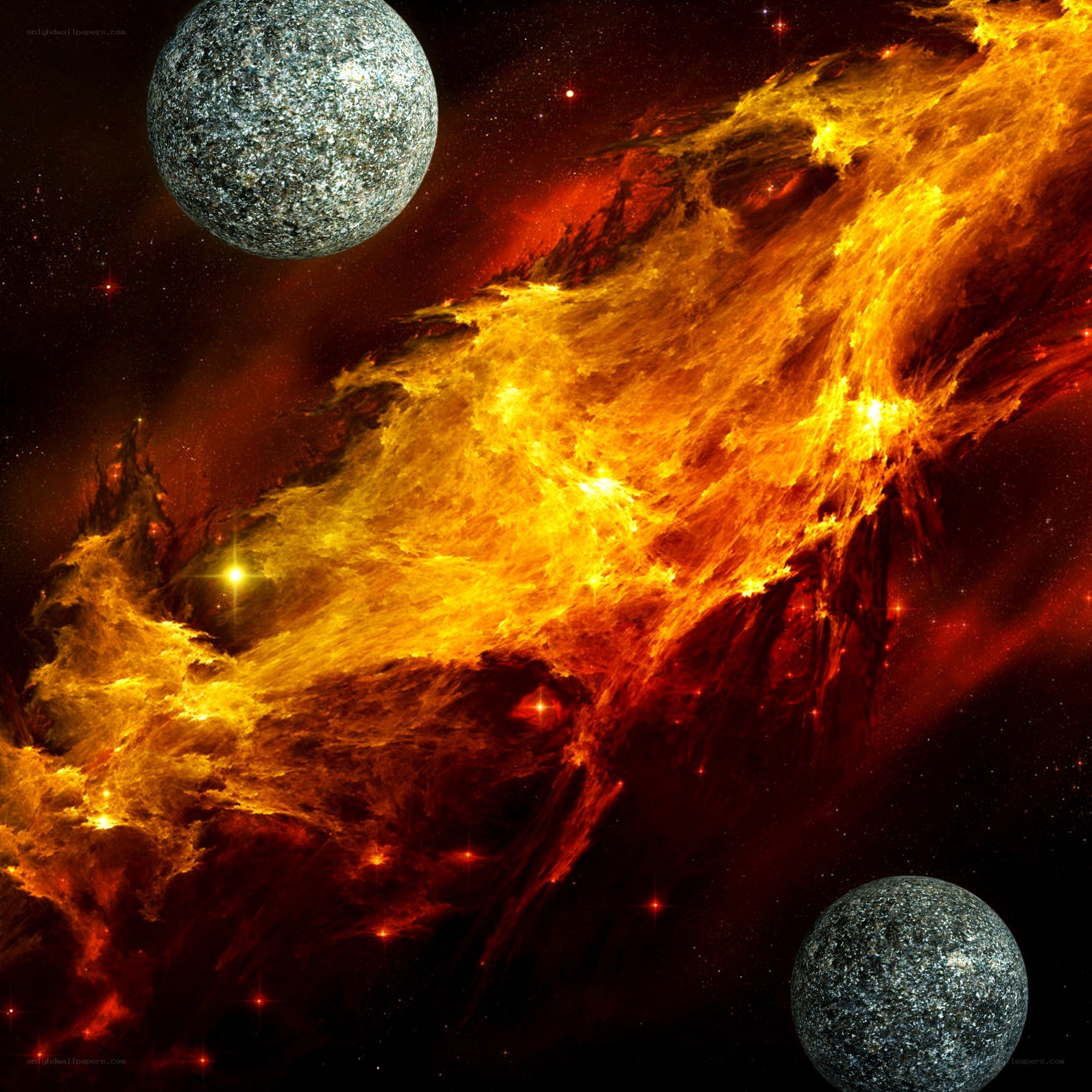 Cosmic Nebula and Planets