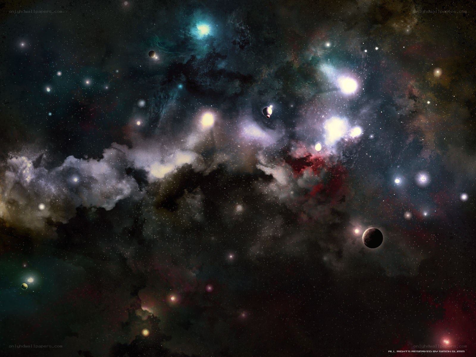 cosmic nebula and planets
