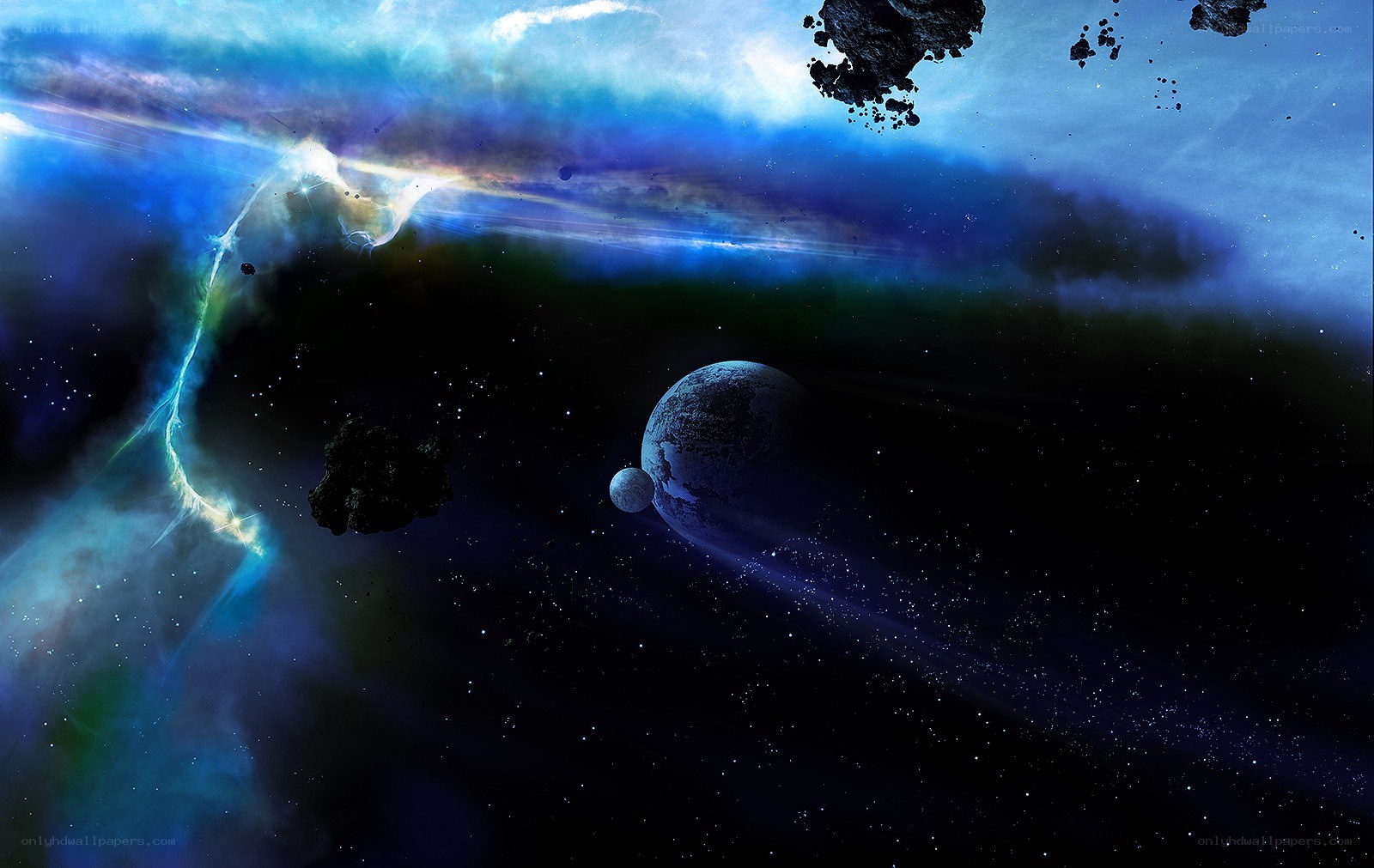 Cosmic Nebula and Planets