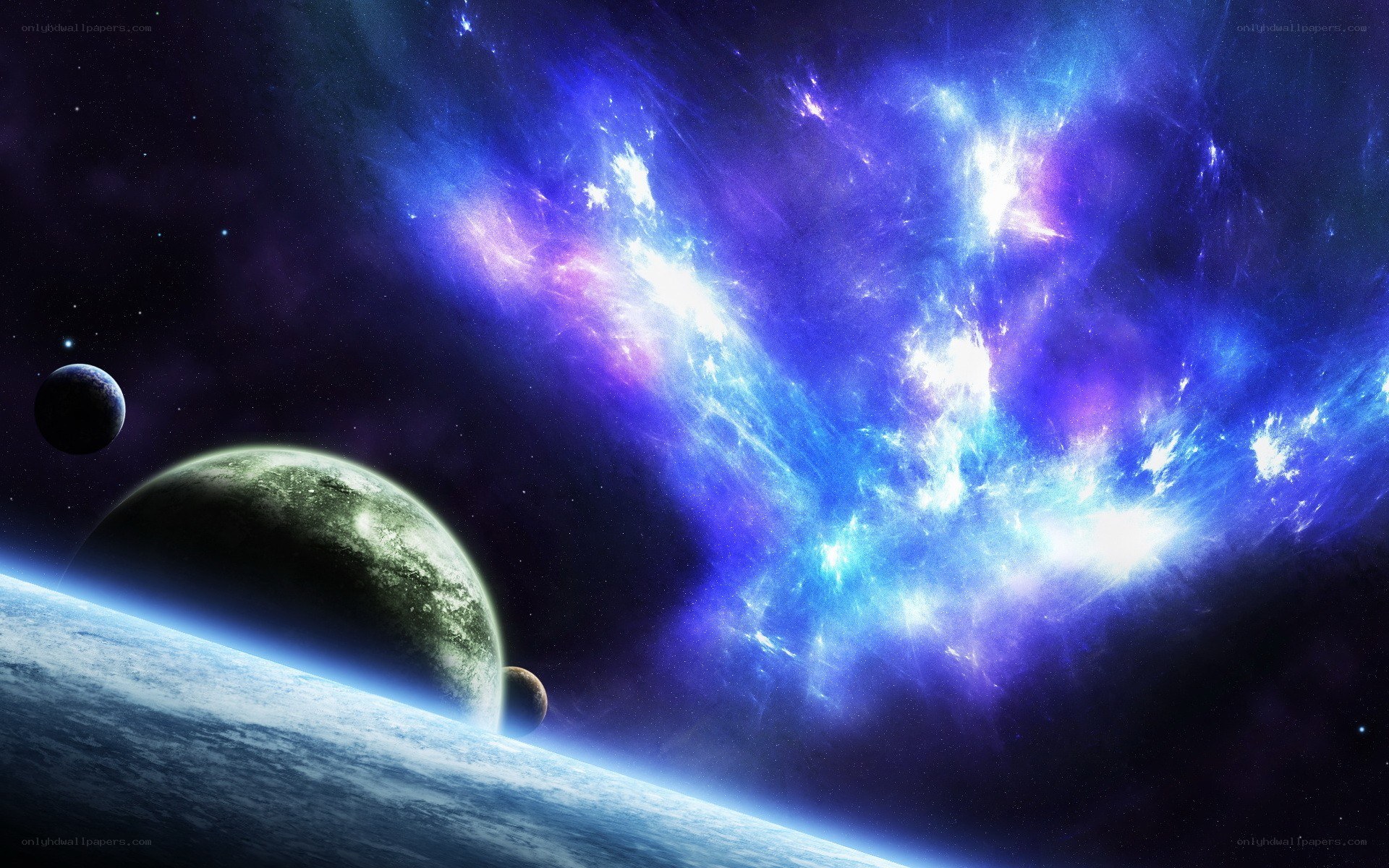 Cosmic Nebula and Planets