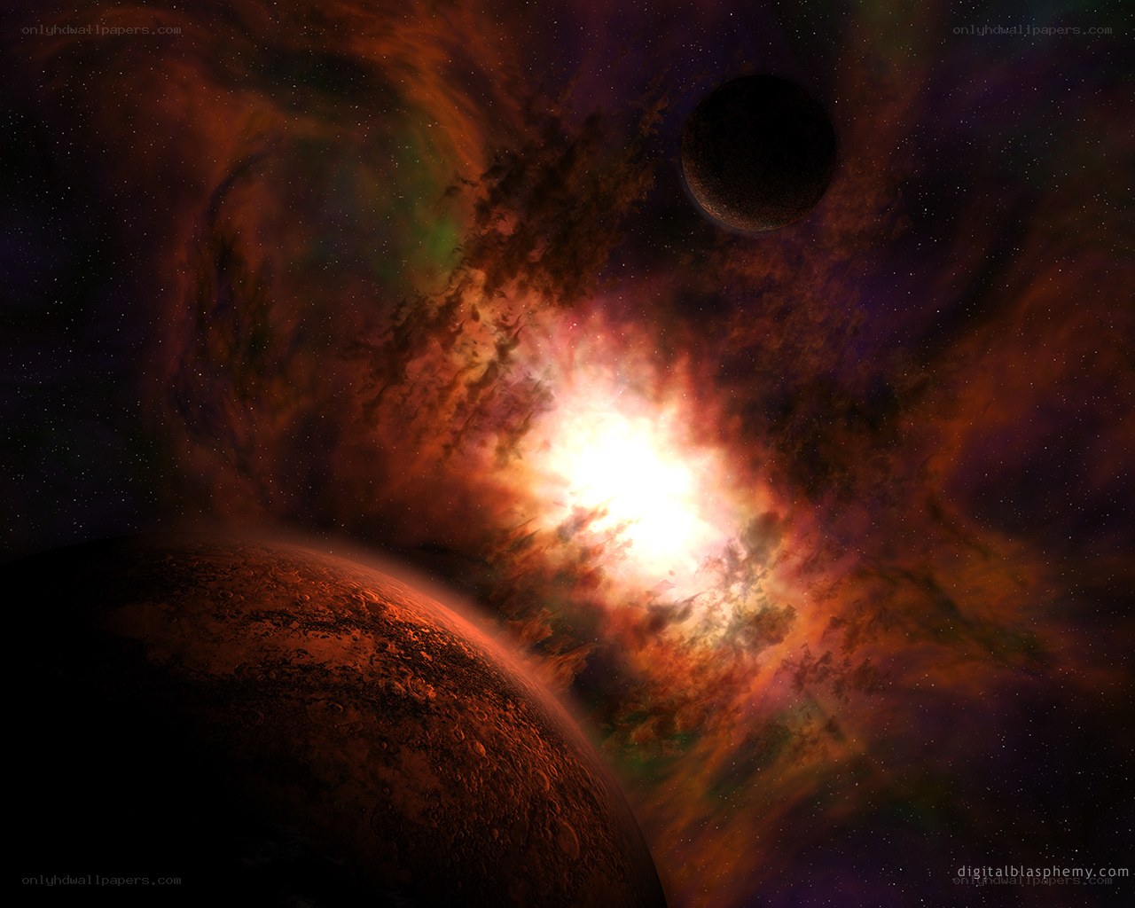 Cosmic Nebula and Planets