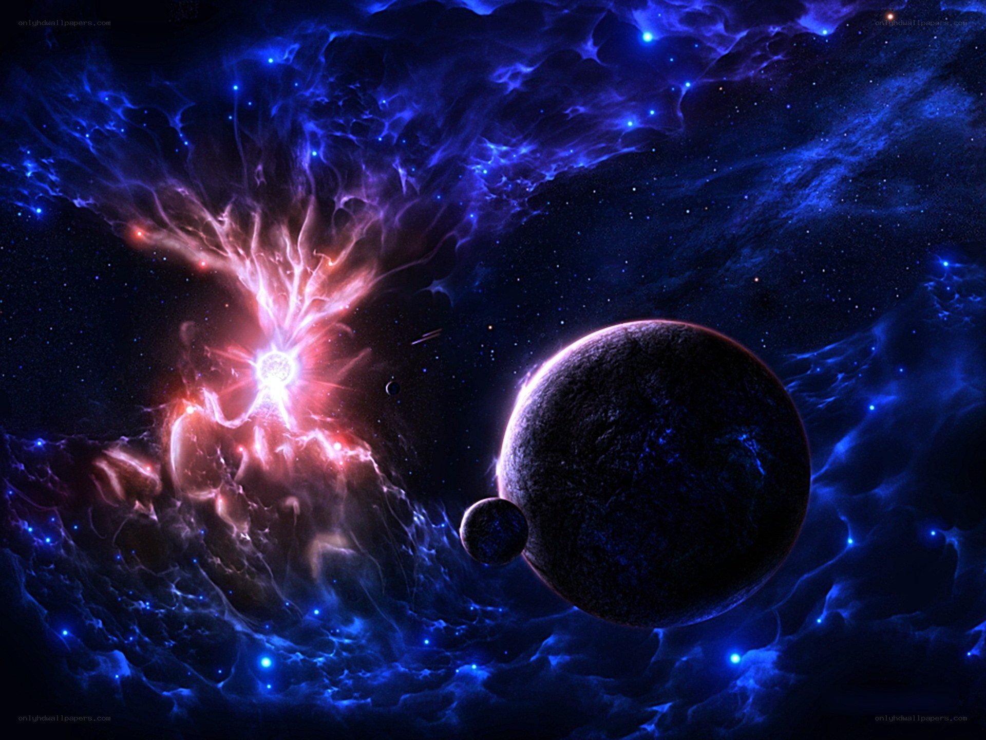 Cosmic Nebula and Planets